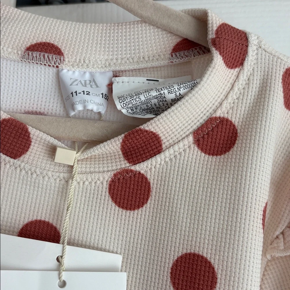 Zara Kids 11-12Y Long Sleeve Polka Dot RashGuard Swim Top